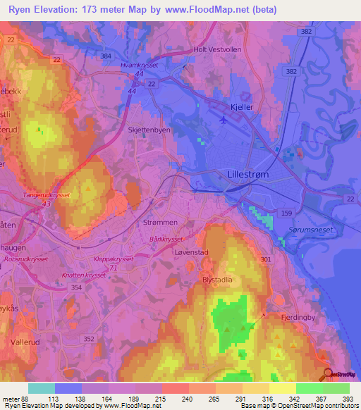 Ryen,Norway Elevation Map