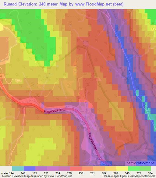Rustad,Norway Elevation Map