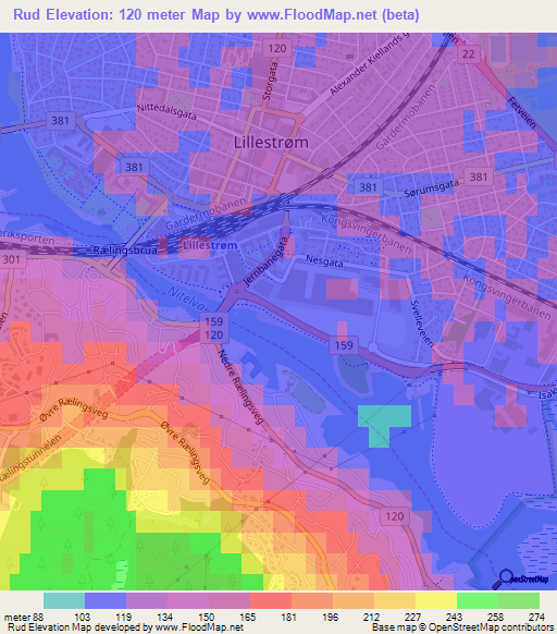 Rud,Norway Elevation Map