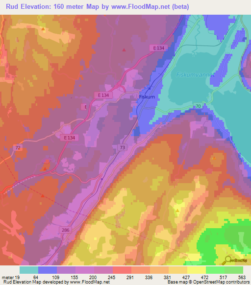 Rud,Norway Elevation Map