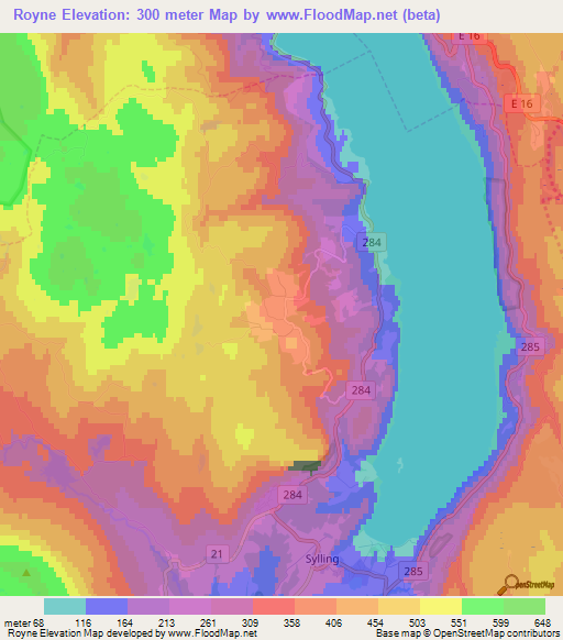 Royne,Norway Elevation Map