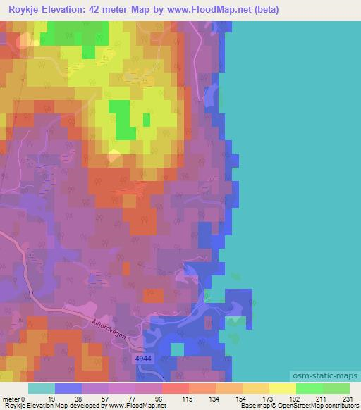 Roykje,Norway Elevation Map