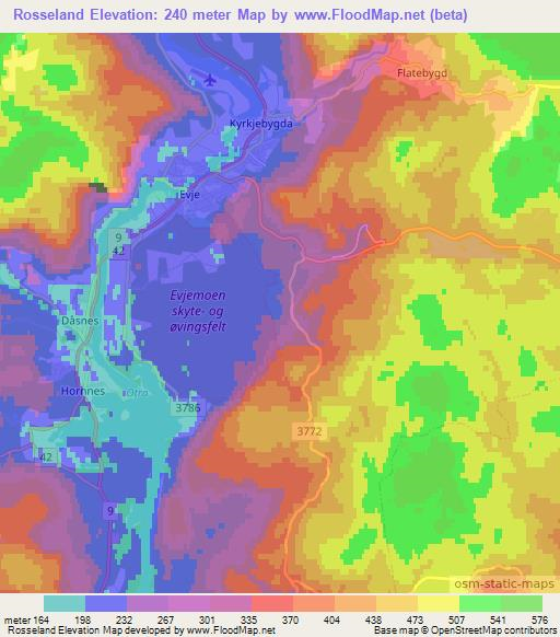 Rosseland,Norway Elevation Map