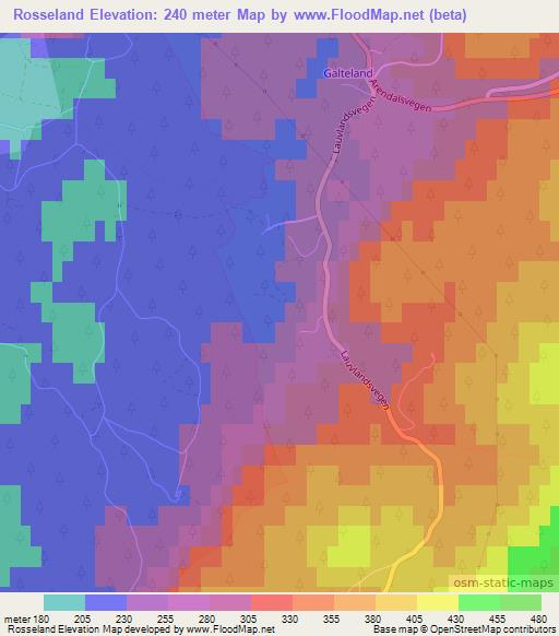 Rosseland,Norway Elevation Map