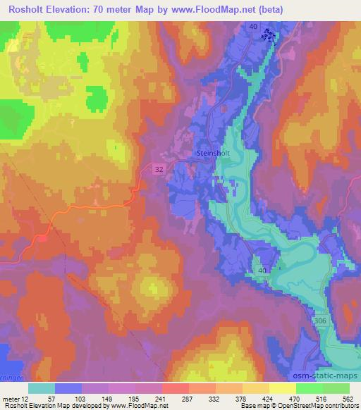 Rosholt,Norway Elevation Map