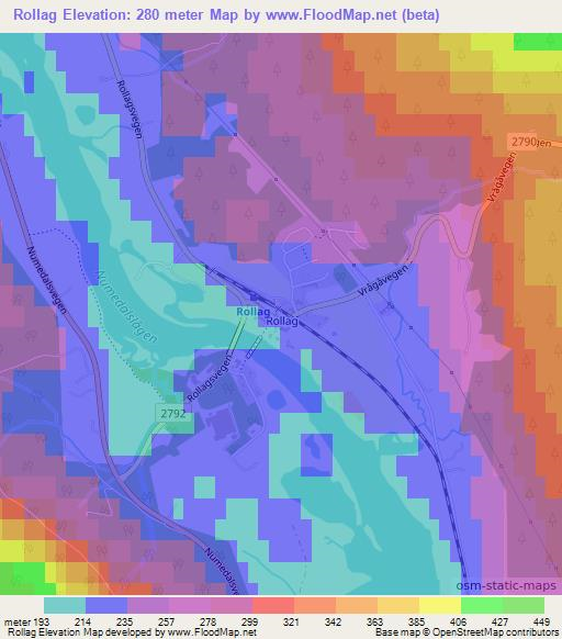 Rollag,Norway Elevation Map