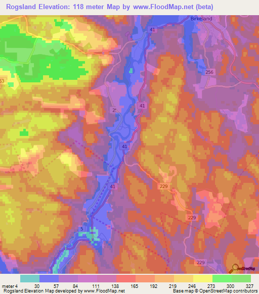 Rogsland,Norway Elevation Map