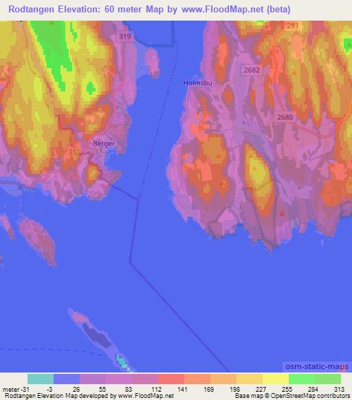 Rodtangen,Norway Elevation Map