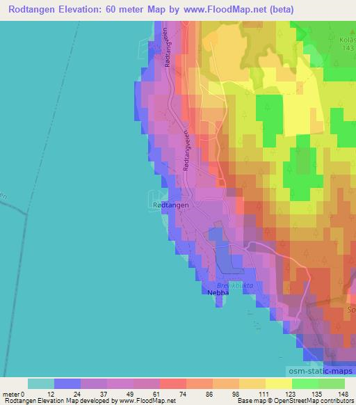 Rodtangen,Norway Elevation Map