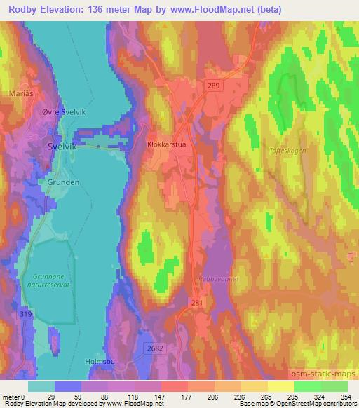 Rodby,Norway Elevation Map
