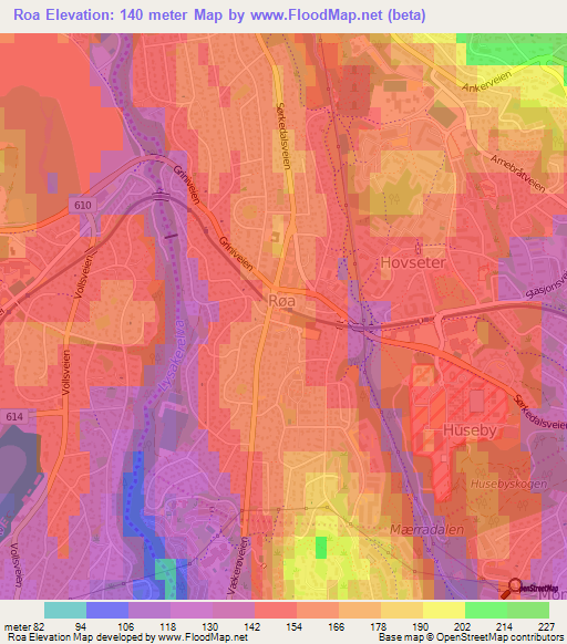 Roa,Norway Elevation Map