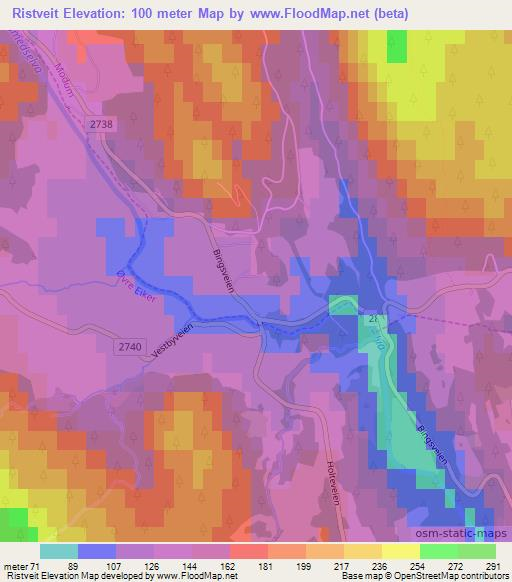 Ristveit,Norway Elevation Map