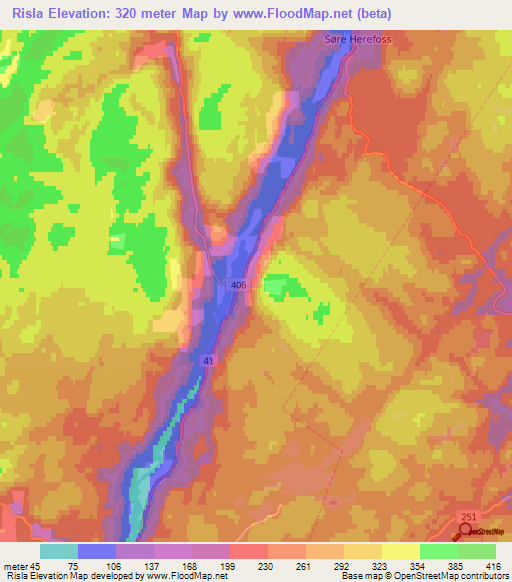 Risla,Norway Elevation Map