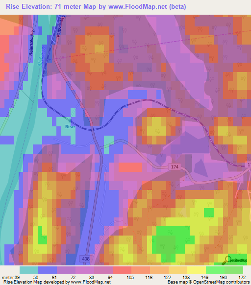 Rise,Norway Elevation Map