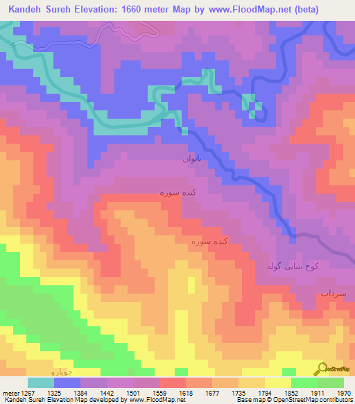 Kandeh Sureh,Iran Elevation Map