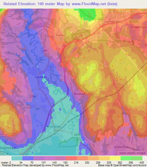 Reistad,Norway Elevation Map