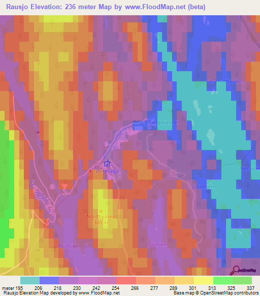 Rausjo,Norway Elevation Map