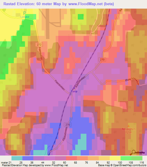 Rastad,Norway Elevation Map