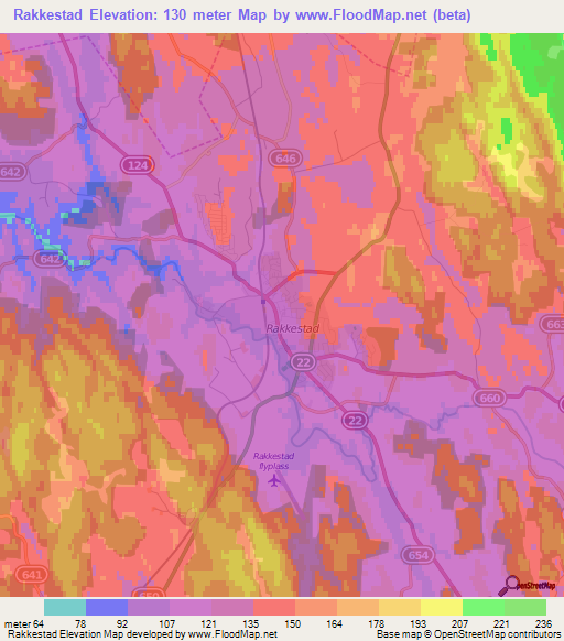 Rakkestad,Norway Elevation Map