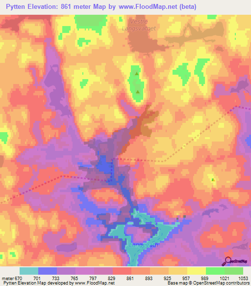 Pytten,Norway Elevation Map