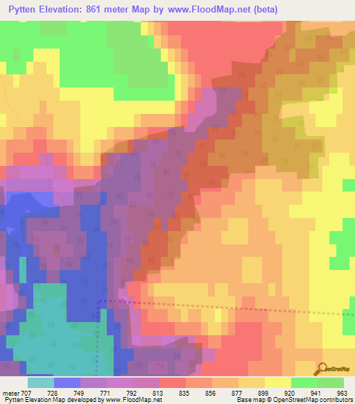 Pytten,Norway Elevation Map