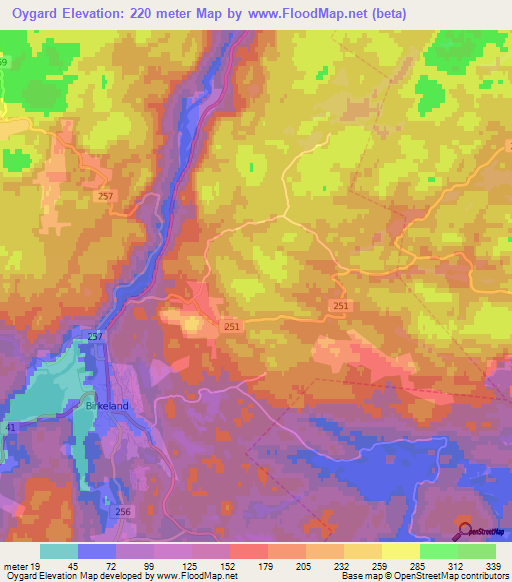 Oygard,Norway Elevation Map