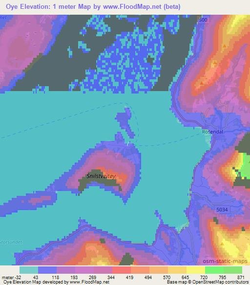 Oye,Norway Elevation Map