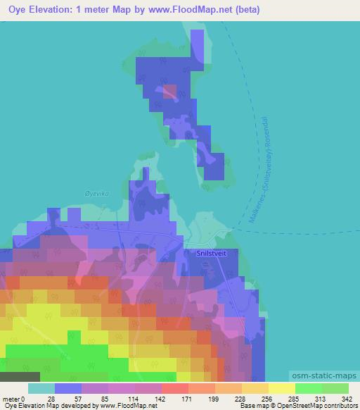 Oye,Norway Elevation Map