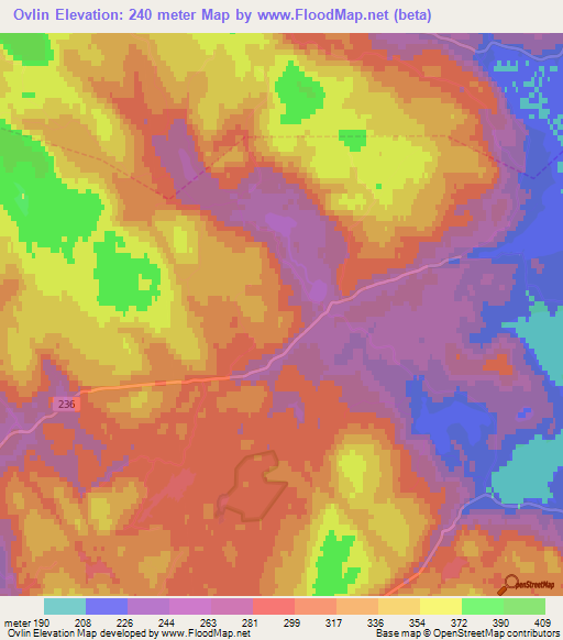 Ovlin,Norway Elevation Map