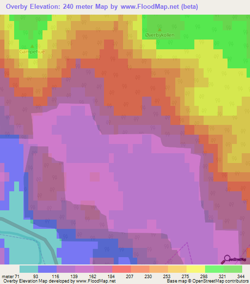 Overby,Norway Elevation Map