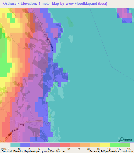 Osthusvik,Norway Elevation Map