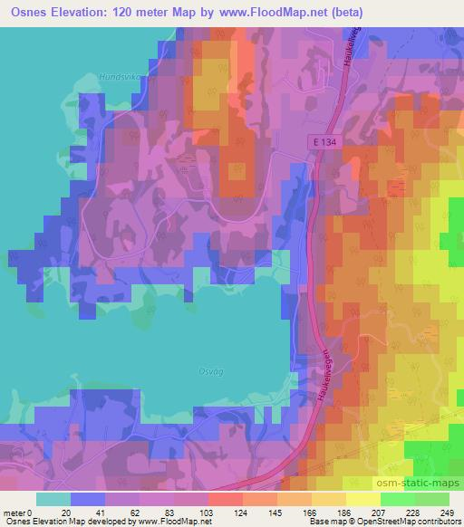 Osnes,Norway Elevation Map