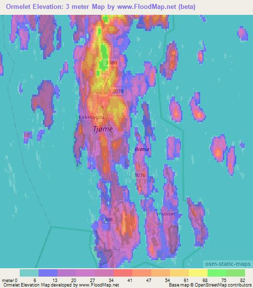 Ormelet,Norway Elevation Map