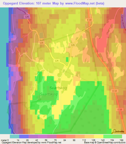 Oppegard,Norway Elevation Map
