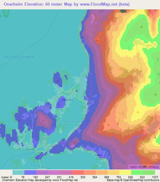 Onarheim,Norway Elevation Map