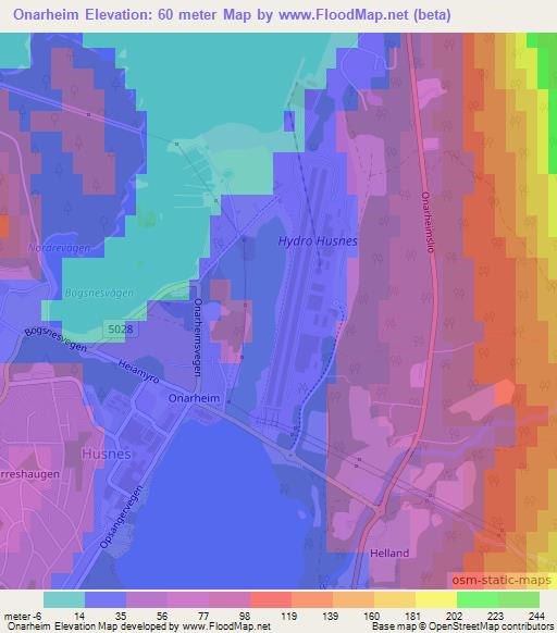Onarheim,Norway Elevation Map