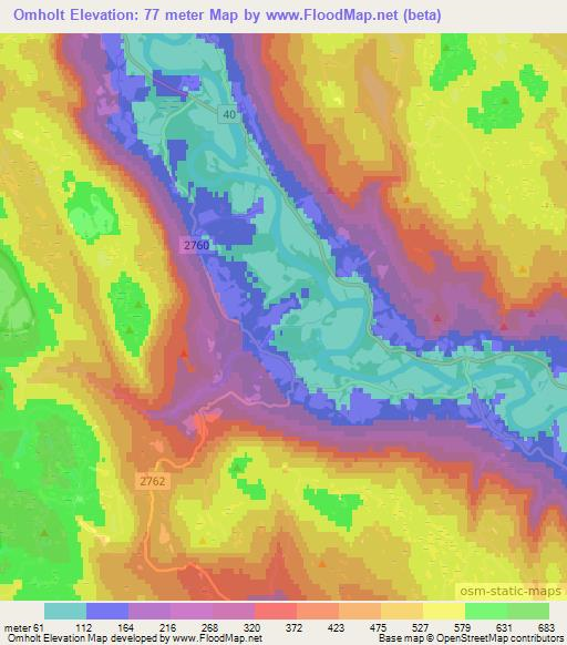 Omholt,Norway Elevation Map
