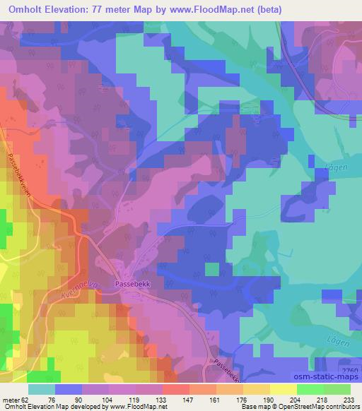 Omholt,Norway Elevation Map