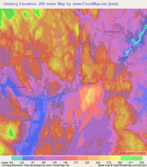 Omberg,Norway Elevation Map