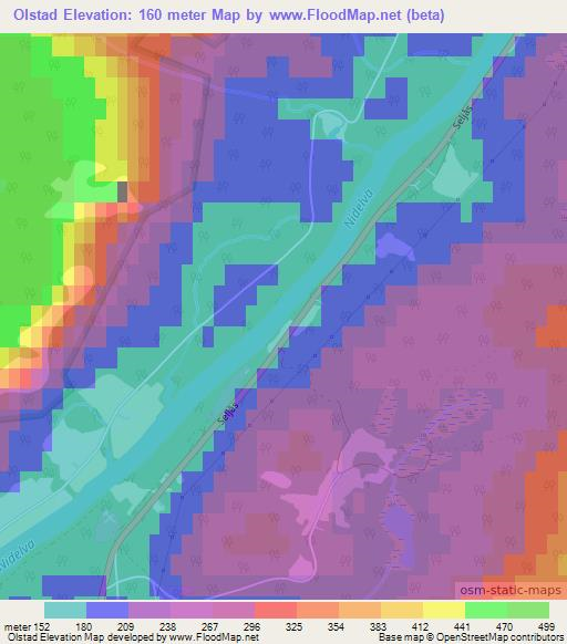 Olstad,Norway Elevation Map