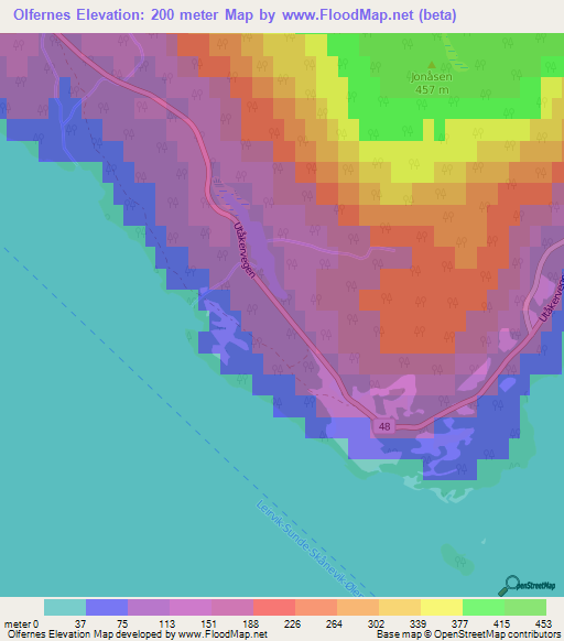 Olfernes,Norway Elevation Map