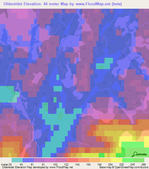 Oldereidet,Norway Elevation Map