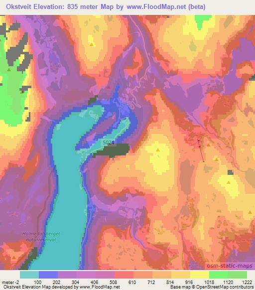 Okstveit,Norway Elevation Map