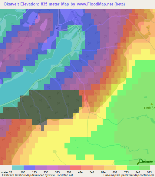 Okstveit,Norway Elevation Map