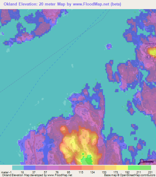 Okland,Norway Elevation Map