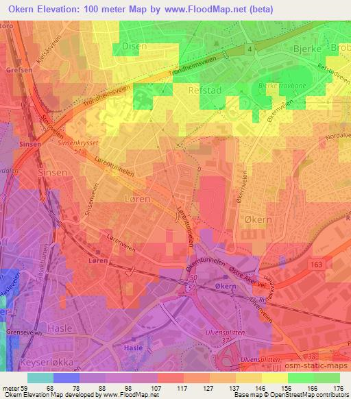 Okern,Norway Elevation Map