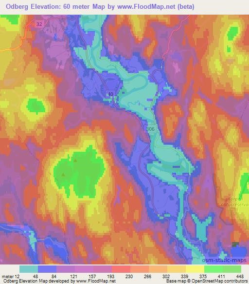 Odberg,Norway Elevation Map