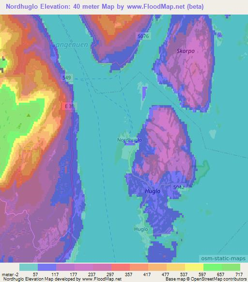 Nordhuglo,Norway Elevation Map
