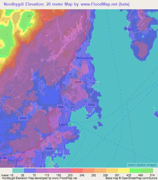 Nordbygdi,Norway Elevation Map