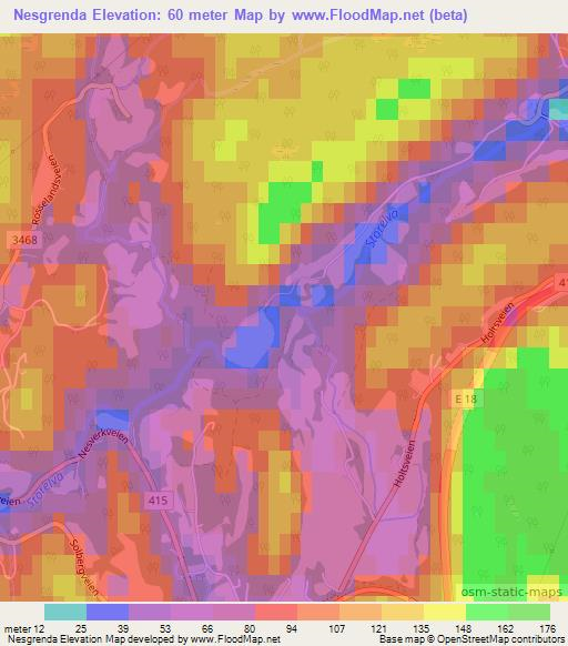 Nesgrenda,Norway Elevation Map